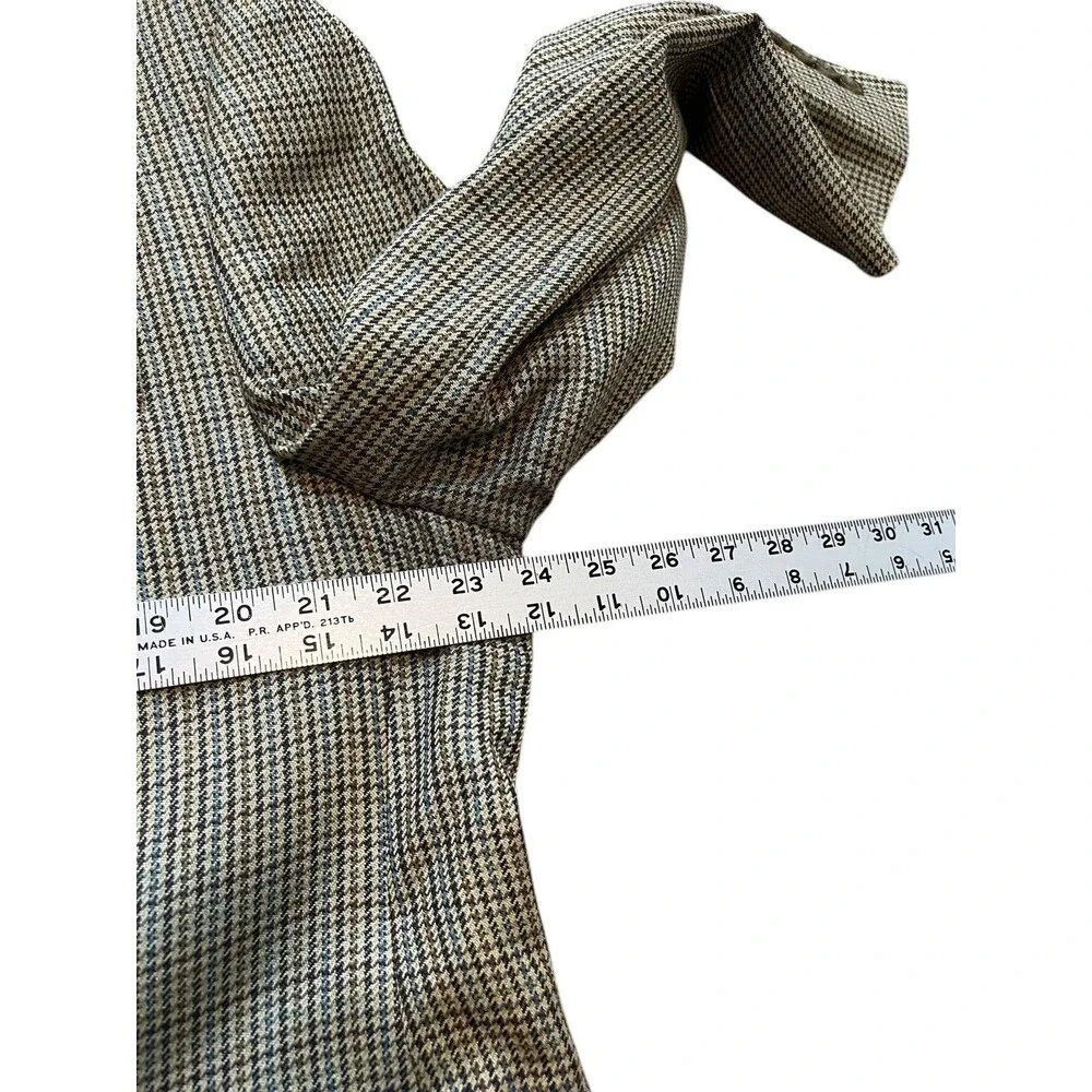 Chaps Men's Brown Houndstooth Check 100% Silk Sport Coat Blazer Jacket Size 44R